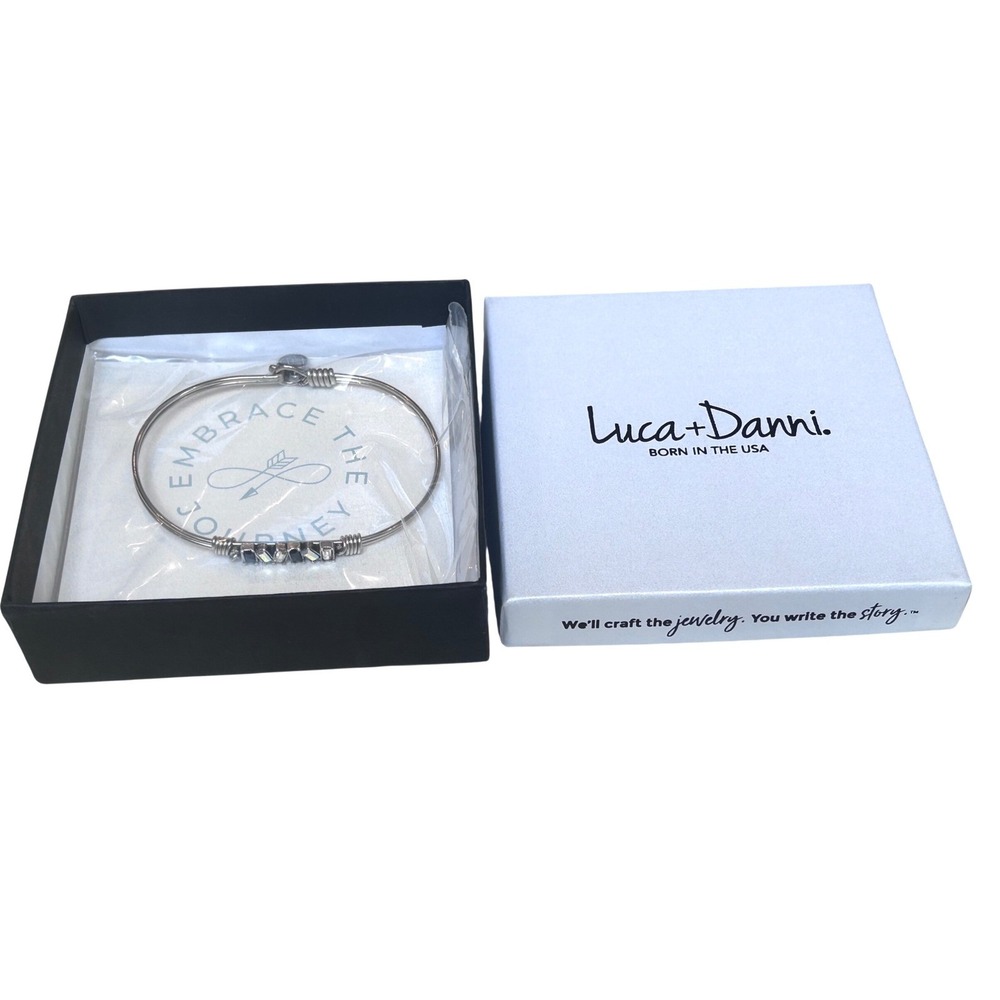 Luca + Danni Embrace The Journey Silver Baguette Crystal Bangle Bracelet New